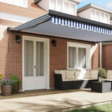 Retractable Awning Blue and White 500 x 300 cm Fabric and Metal 3331195
