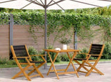 Bistro Set Black, Natural Wood Solid Acacia wood, Polypropylene 3281805