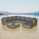 8 Piece Garden Lounge Set with Cushions Poly Rattan Grey 42837
