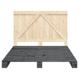 Bed Frame Grey Solid pinewood Double Durable Bed Frame 3281564