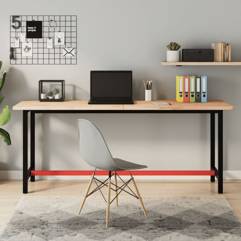 Workbench 180x55x81.5 cm Solid Wood Beech and Metal 3188906