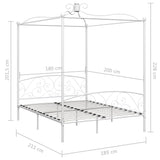 284473 Canopy Bed Frame without Mattress White Metal 180x200 cm Super King