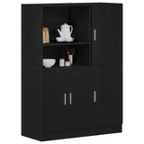 2 Piece Kitchen Cabinet Set Black Engineered Wood 3324143