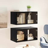 Wall Cabinets 2 pcs Black Oak 68 x 37 x 35 cm Engineered Wood 882918