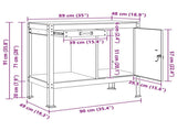 Workbench Black 90 x 49 x 91 cm Engineered Wood and Metal 42020134