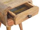 Solid Wood Extra Mini Curved Oak-ish Bedside, 2 Drawers, Brown B2743P403127