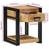 Bedside Cabinet 40x40x50 cm Solid Rough Wood Mango 4016700