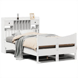 Bed Frame without Mattress White 135x190 cm Double Solid Wood Pine 3323393