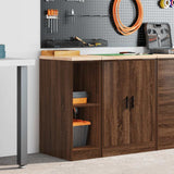 ZNTS Garage Storage Cabinet Brown Oak 30x51x85 cm Solid Wood Pine 860532