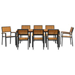 Garden Dining Set 9 pcs Black and brown 200 x 90 x 75 cm 3284420
