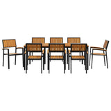 Garden Dining Set 9 pcs Black and brown 200 x 90 x 75 cm 3284420