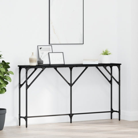 ZNTS Console Table Black Oak 140x23x75 cm Engineered Wood 871335