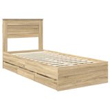 Bed Frame with Drawer Sonoma Oak 100 x 200 cm Engineer Wood 3409869