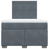 Box Spring Bed with Mattress Dark Grey 120x190 cm Small Double Velvet 3290853