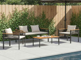 Outdoor Furniture Set Black and Cream White Poly Rattan 42025226