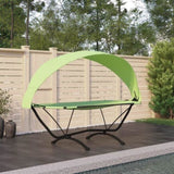 Outdoor Lounge Bed with Canopy Green Steel and Oxford Fabric 317602