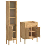 Bathroom Furniture Set FLORO 2 pcs Wax Brown Solid Pine Wood 3385881