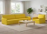 Sofa Set 2 pcs Light Yellow Fabric 3433185