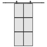 Sliding Door with Hardware Set Black 90x205 cm Tempered Glass 3375881