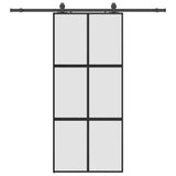 Sliding Door with Hardware Set Black 90x205 cm Tempered Glass 3375881