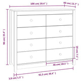 Side Cabinet Grey 100x40x90 cm Solid Wood Pine 821771
