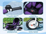 6 in 1 Kids Trike Push Bike w/ Push Handle, Canopy, 5-point Safety Belt, Storage, Footrest, Brake, T3398P348142