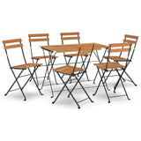 Folding Bistro Set Natural wood and black 3152099
