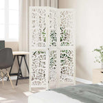 Room Divider 3 Panels White Solid Wood Paulownia 358734