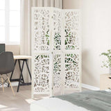 Room Divider 3 Panels White Solid Wood Paulownia 358734