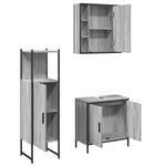 ZNTS 3 Piece Bathroom Cabinet Set Grey Sonoma Engineered Wood 3214763