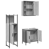 ZNTS 3 Piece Bathroom Cabinet Set Grey Sonoma Engineered Wood 3214763