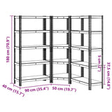 3 Piece 5-Layer Shelves Set Blue Steel&Engineered Wood 3307626