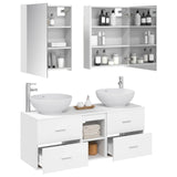 Bathroom Furniture Set 5 pcs White Engineered Wood and Glass 3406967