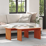 Coffee Table 2 pcs Wax Brown Solid pine wood 873525
