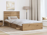 Bed Frame Artisian Oak 100 x 200 cm Solid Pine Wood 3409398