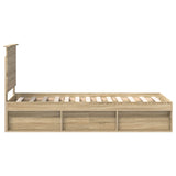 Bed Frame with Headboard Sonoma Oak 75 x 190 cm Solid Pine Wood 3411075