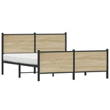 Metal Bed Frame without Mattress Sonoma Oak 137x190 cm 4007733