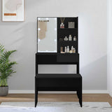 Dressing Table Set with LED Black Engineered Wood 3114108