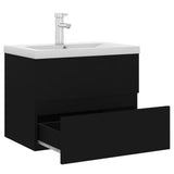 Sink Cabinet with Built-in Basin Black Engineered Wood 3071631