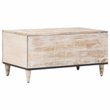 Coffee Table White 80 x 50 x 40 cm Solid Mango Wood 4018372