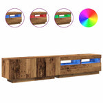TV Cabinet with LED Lights Old Wood 200x35x40 cm Engineered Wood 3329165