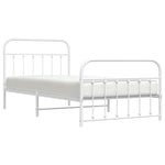 ZNTS Metal Bed Frame without Mattress with Footboard White 107x203cm 352641