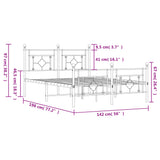 Metal Bed Frame without Mattress with Footboard Black 135x190cm 374356