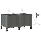 Garden Planter with Irrigation&Wheels 2 pcs Light Grey PP 3422997