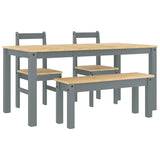 ZNTS 4 Piece Dining Set Panama Grey Solid Wood Pine 3345177