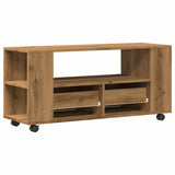 TV Cabinet with Wheels Artisan Oak 102x34.5x43 cm Engineered Wood 855991