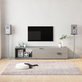 Speaker Stands 2 pcs Silver Tempered Glass 1 Pillar Design 51815