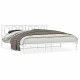 Metal Bed Frame without Mattress with Headboard White 193x203cm 374296