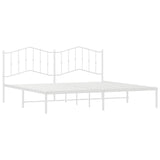 Metal Bed Frame without Mattress with Headboard White 193x203cm 373844