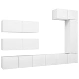7 Piece TV Cabinet Set White Engineered Wood 3078717
